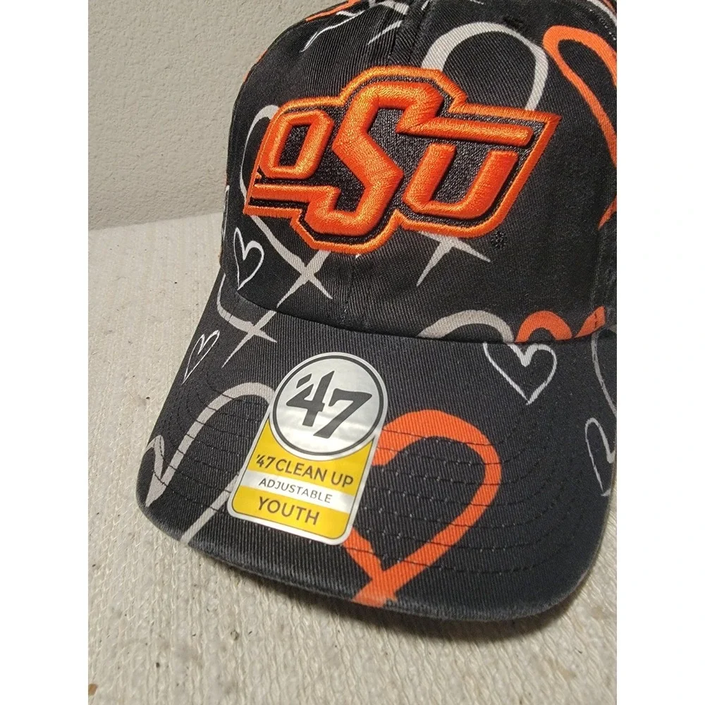 Oklahoma State Cowboys 47 Brand Clean Up Adjustable Hat -‎ Black Adore Youth NEW